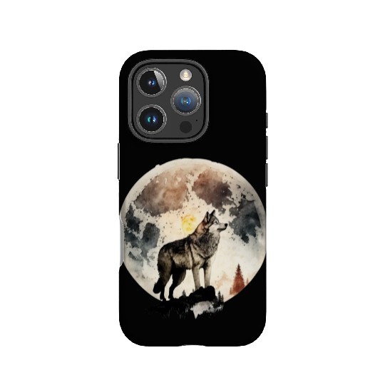 Wolf Moonlight Forest Wild Werewolf Watercolor 4 IPhone Cases