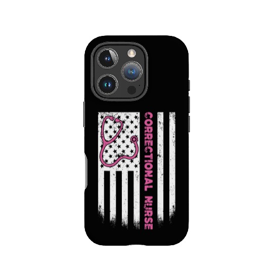 Correctional Nurse American flag US Stethoscope IPhone Cases