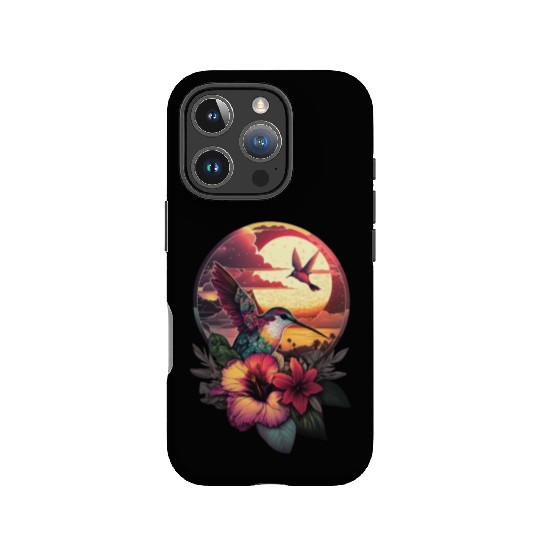 Hummingbird flies over hibiscus flower Tropical IPhone Cases