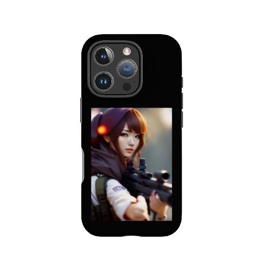 A beautiful girl with a gun IPhone Cases