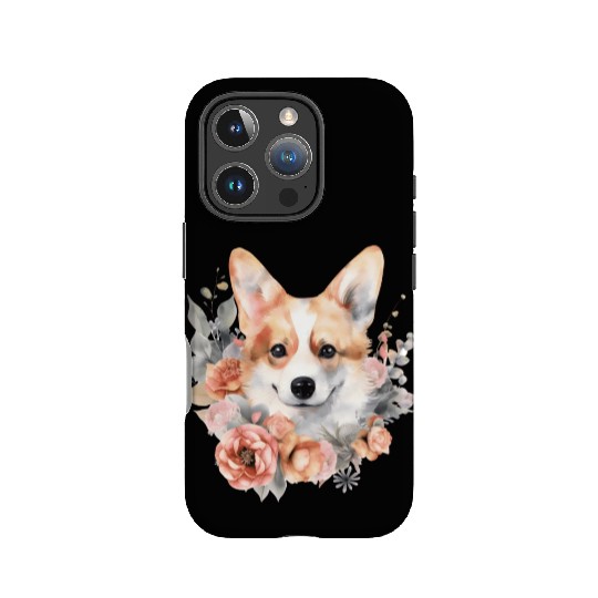 Corgi Dog Watercolor Floral IPhone Cases