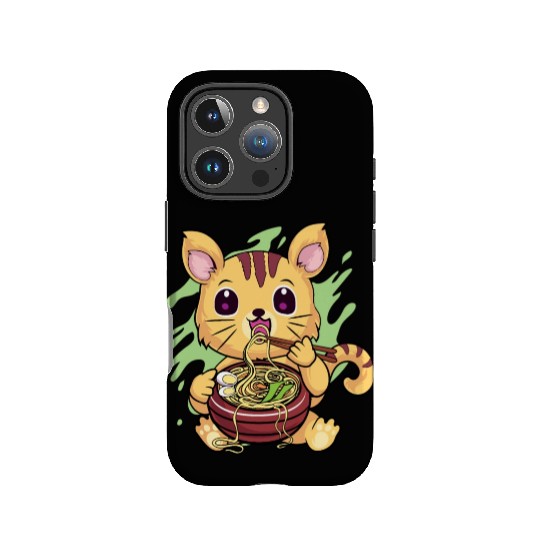 Kawaii Cat Eating Ramen IPhone Cases