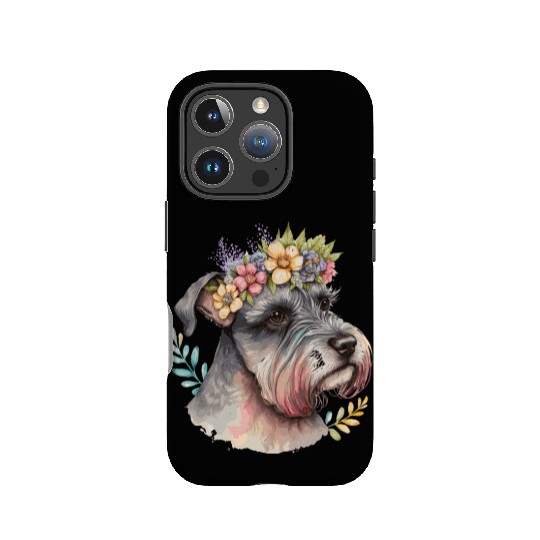 Cute Miniature Schnauzer Flower Crown Pet Dog Flor IPhone Cases