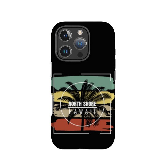 North Shore Oahu Hawaii Artistic Palm Tree Retro IPhone Cases