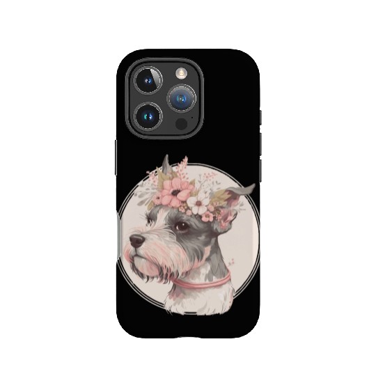 Cute Miniature Mini Schnauzer Flower Crown Pet Dog IPhone Cases