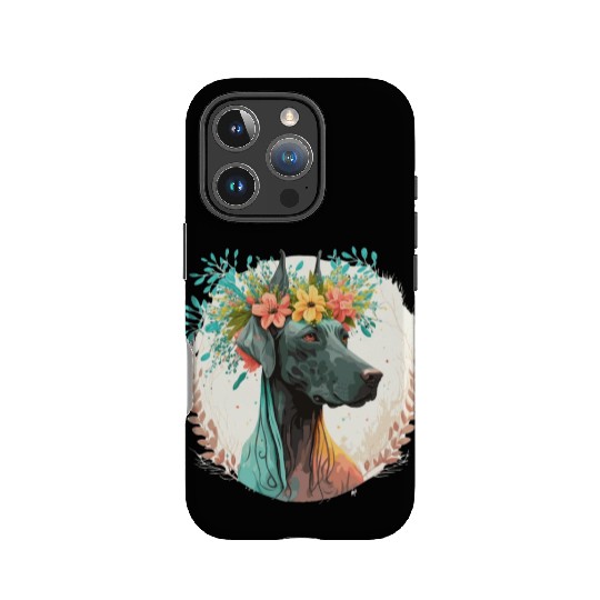 Cute Great Dane Flower Crown Pet Dog Breed Floral IPhone Cases