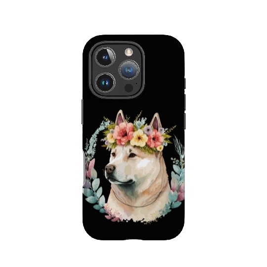Cute Akita Inu Dog Flower Crown Pet Dog Breed Flor IPhone Cases