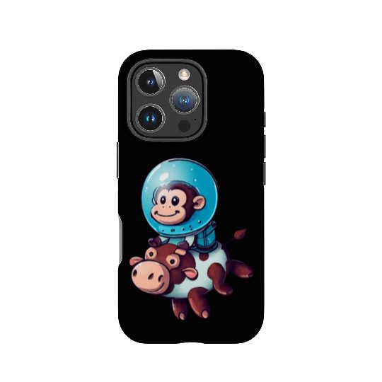 Monkey on Cow Rocket Schuttle Astronaut Cosmonaut IPhone Cases