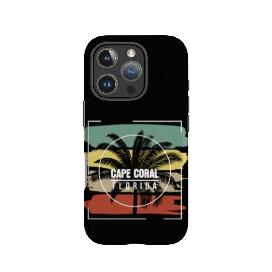 Cape Coral Florida Artistic Palm Tree Retro IPhone Cases