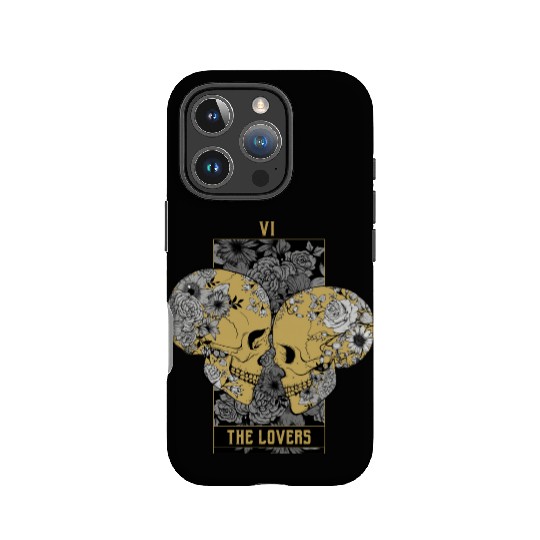 Gold Tarot Lovers Skull Card IPhone Cases
