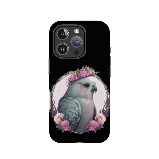 Watercolor Gray Budgie Parakeet Bird Flower Crown IPhone Cases
