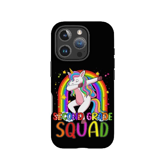 2nd Grade Squad Dabbing Unicorn Rainbow Back IPhone Cases