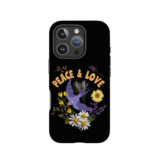 Peace & Love Blue Bird With Flowers Colorful IPhone Cases