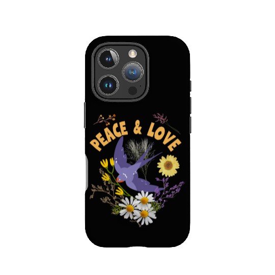 Peace & Love Blue Bird With Flowers Colorful IPhone Cases