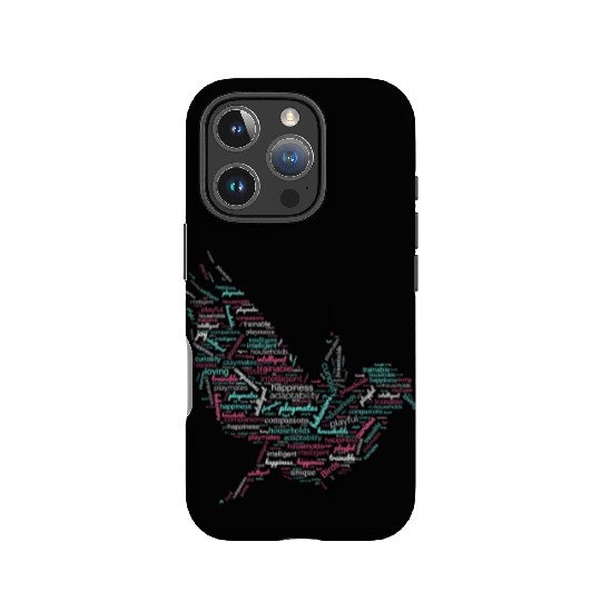 Bird Graphic IPhone Cases with Words Pattern design.