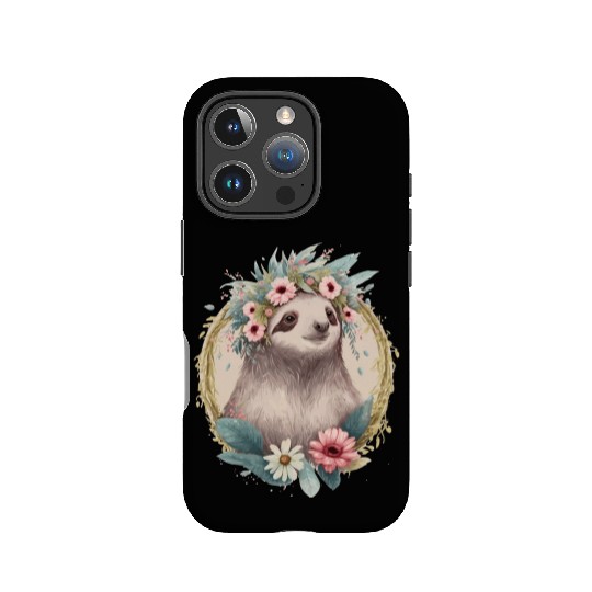 Floral Sloth Flower Crown Cute Watercolor IPhone Cases