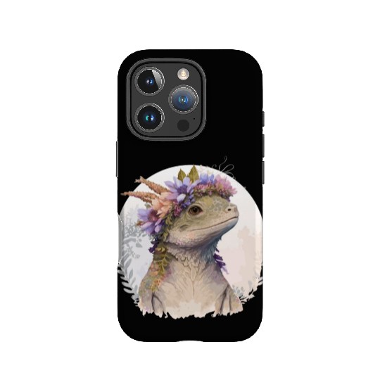 Watercolor Lizard Flower Crown Floral Reptile Love IPhone Cases
