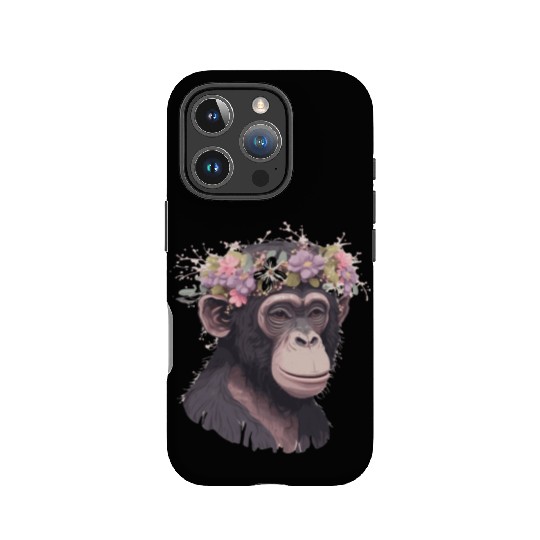 Cute Chimp Chimpanzee Flower Crown Floral Ape Monk IPhone Cases