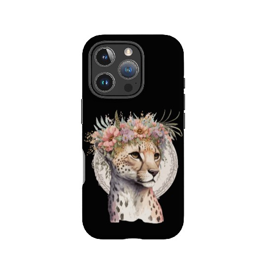 Cute Cheetah Flower Crown Boho Aesthetic IPhone Cases