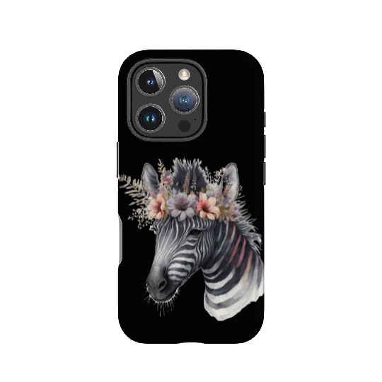 Watercolor Zebra Flower Crown Africa Safari Boho A IPhone Cases