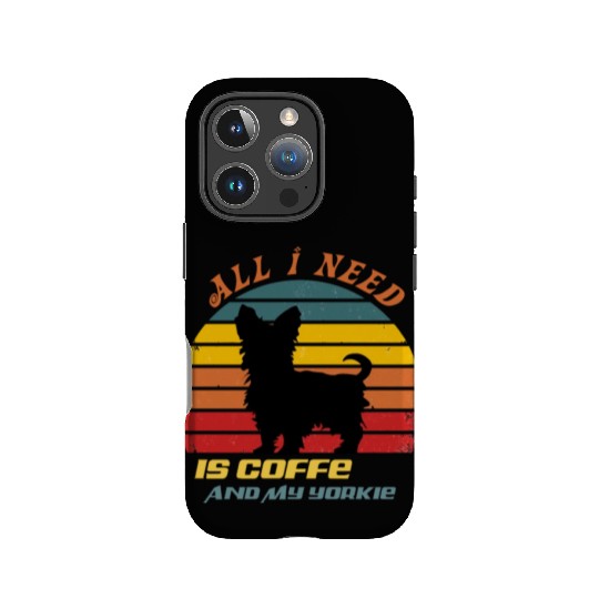 all i need is coffee and my yorkie IPhone Cases