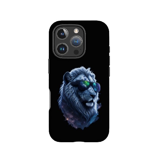Silver Lion in Space: The Coolest Cat with Shades IPhone Cases