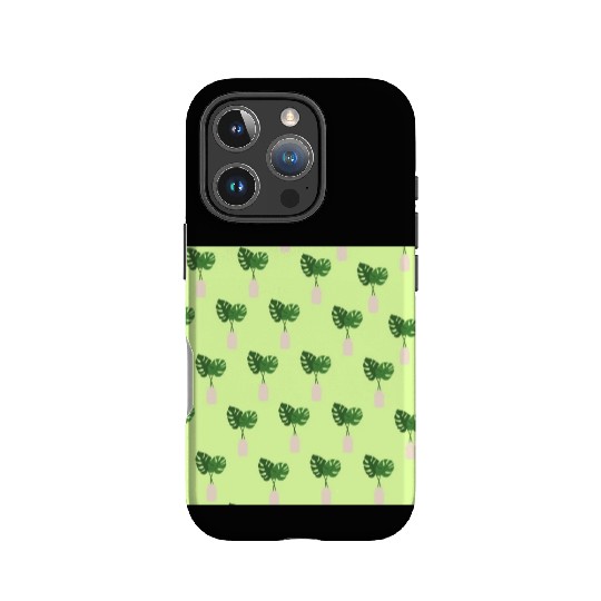 Green Tropical Palm Leaves In A Grey Vessel IPhone Cases