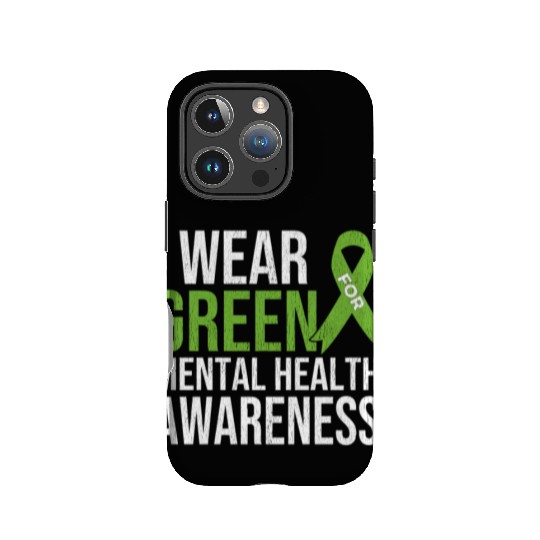Green Ribbon Mental Health & Depression Awareness IPhone Cases