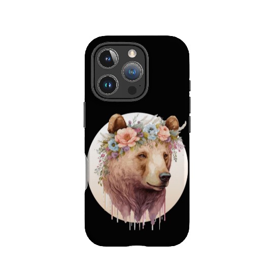 Watercolor Brown Bear Grizzly Flower Crown Wild An IPhone Cases
