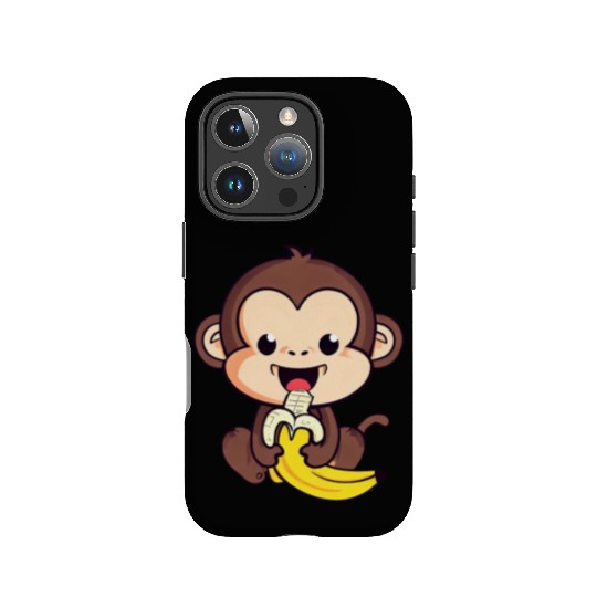 cute monkey eats a banana IPhone Cases