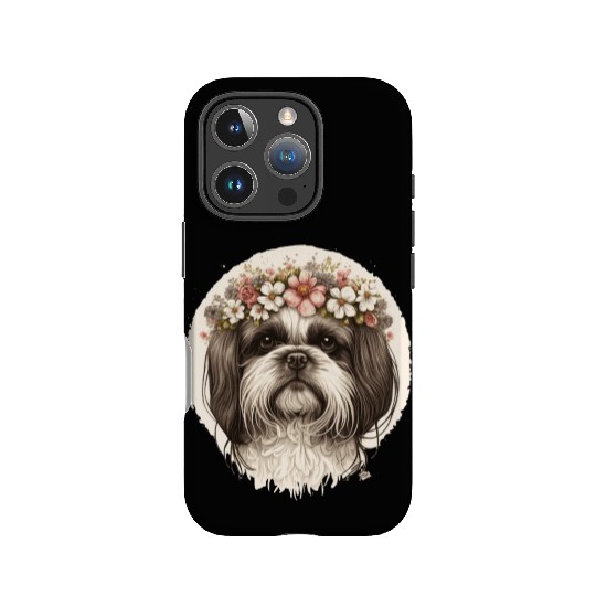 Cute Shih Tzu Flower Crown Pet Dog Breed Floral Pu IPhone Cases