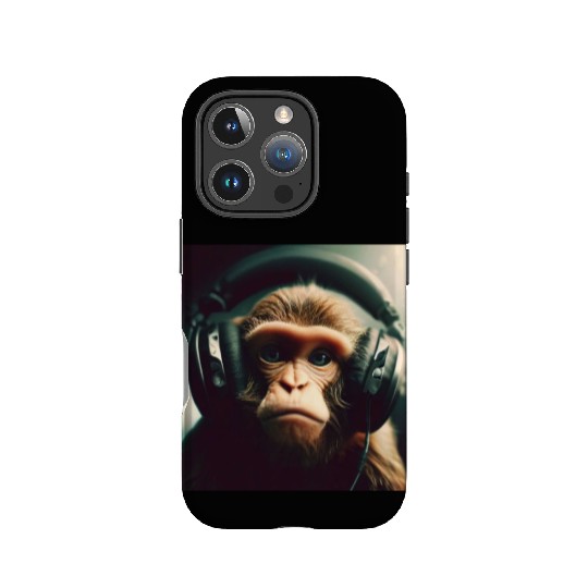 monkey wear headphones IPhone Cases