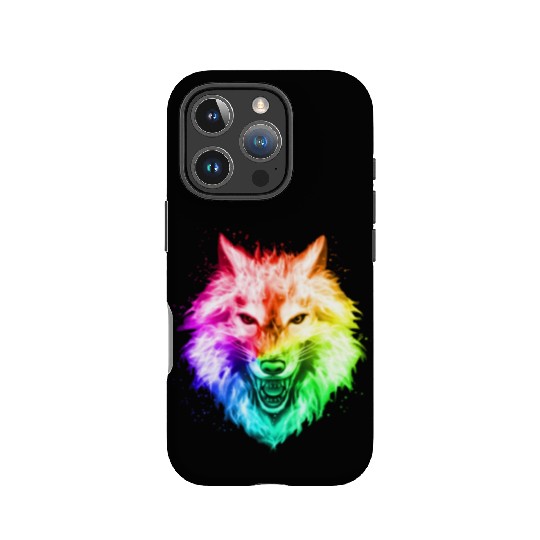 Bright Colorful Wolf Head – Rainbow Howling Wolf F IPhone Cases