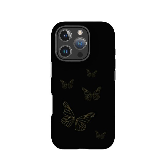 Black glittery butterflies monarch IPhone Cases
