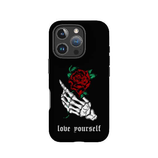 Love Yourself Skeleton Hand Rose Aesthetic Goth Gr IPhone Cases