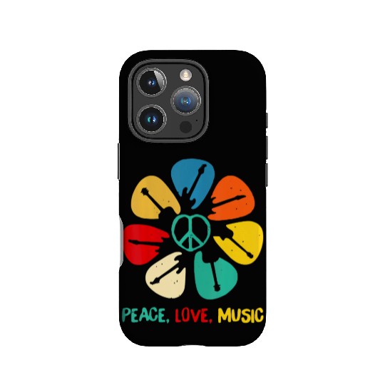 Peace Love Music Guitar Flower Rock And Roll IPhone Cases