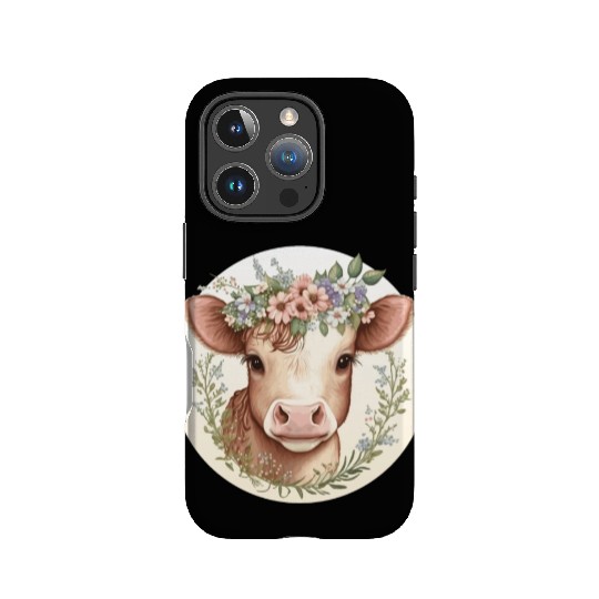 Cottagecore Cute Baby Cow Calf Floral Farm Animal IPhone Cases