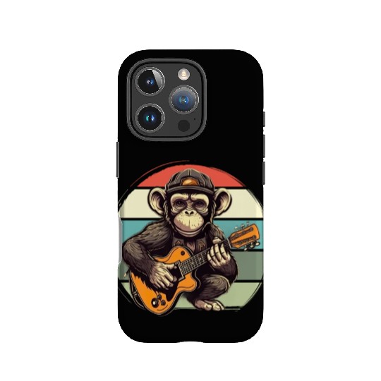Monkey Chimpanzee Playing Acousitc Rock Guitar IPhone Cases