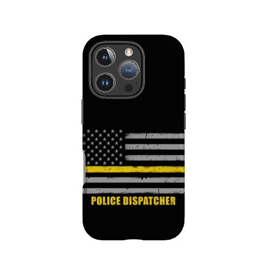 Police Dispatcher - Thin Gold Line Flag IPhone Cases