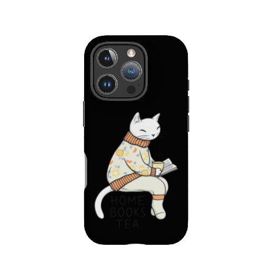 White Cat Having A Great Time At Home IPhone Cases