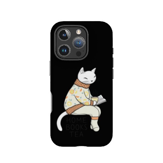 White Cat Having A Great Time At Home IPhone Cases
