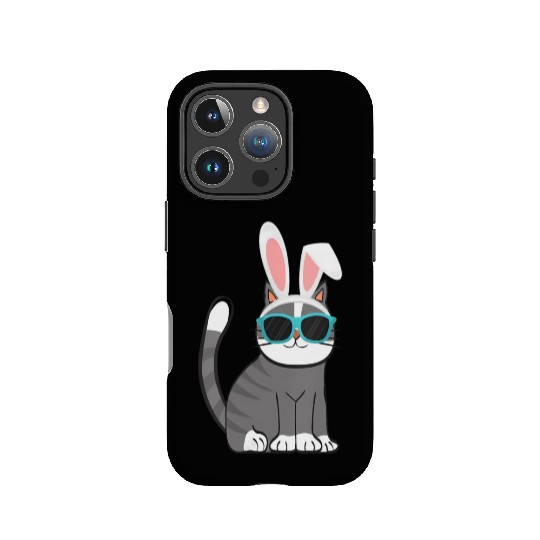 Happy Easter Cat With Bunny Ears And Glasses Cat IPhone Cases