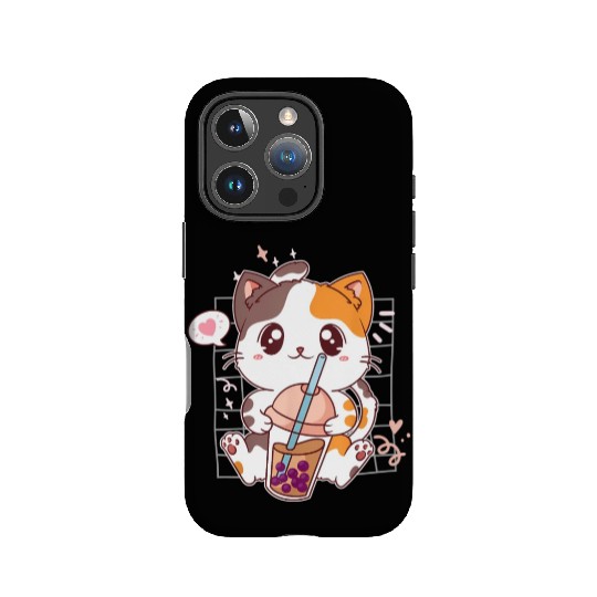 Cat Boba Tea Bubble Tea Kawaii Anime Japanese IPhone Cases