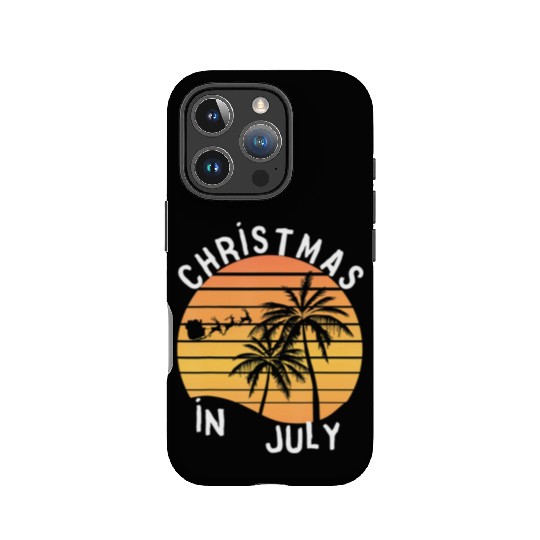 Christmas In July Santa Sledge Sunset Palm Summer IPhone Cases
