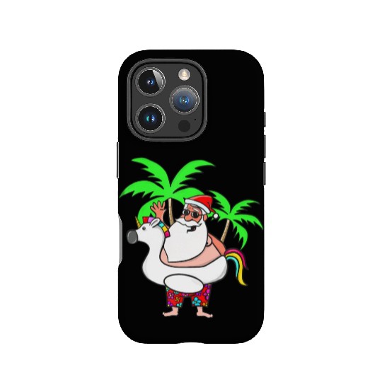 Christmas In July Santa on Vacation Unicorn Pool IPhone Cases