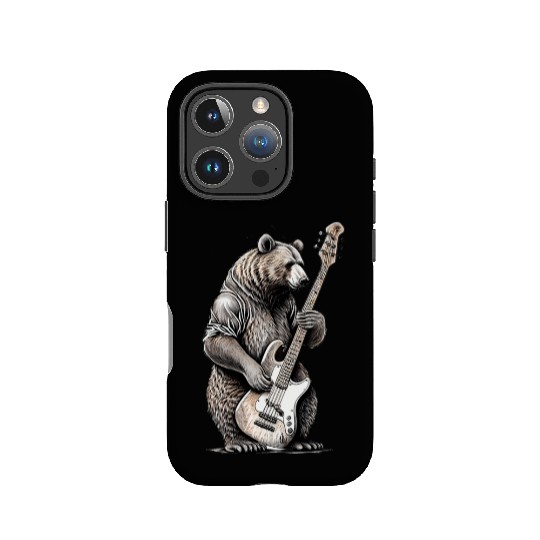 Retro Bear Playing Bass Guitar Bear Guitarist IPhone Cases