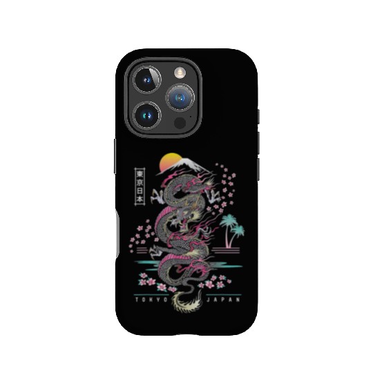 Japanese Dragon Asian Neon retro 80s style IPhone Cases