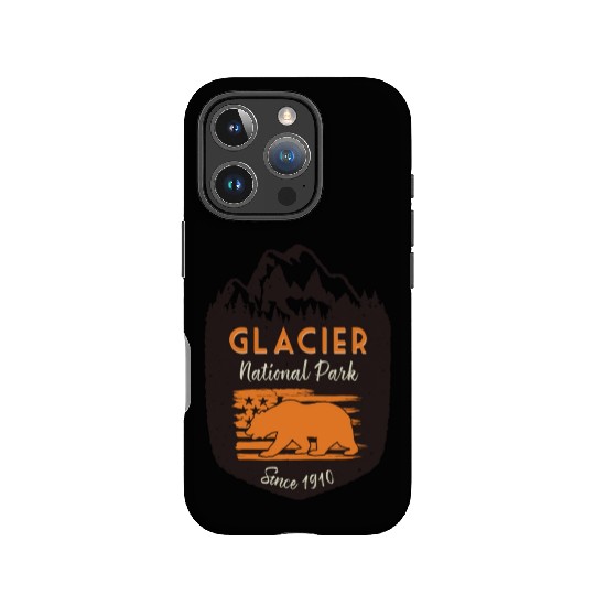 Glacier National Park Us Flag Grizzly Bear IPhone Cases