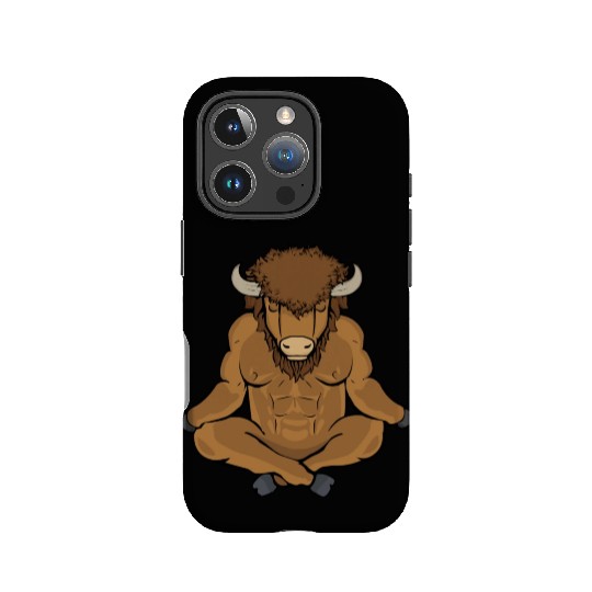 Meditating Buffalo Yoga Lover Men Bison Gift IPhone Cases
