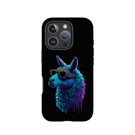 Neon Alpaca with Glasses IPhone Cases